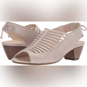 Paul Green Trisha Nubuck Leather Slingback Mid Heel Sandals Cut Out Sz 7